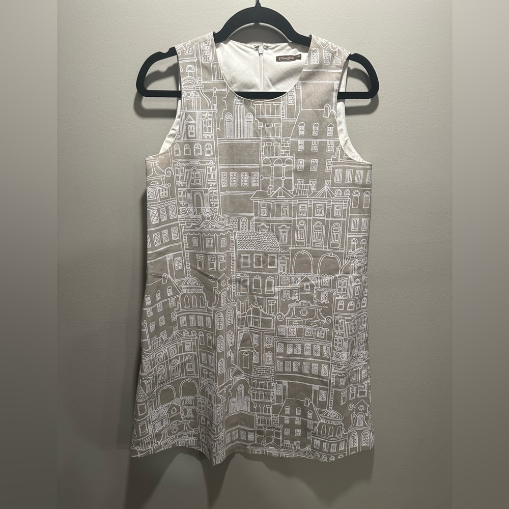 J. McLaughlin Architectural Print Mini Dress - Gray and White
